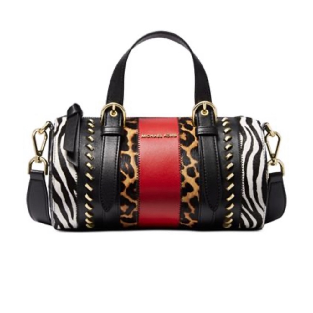 Stanton Animal Print Calf Hair and Leather Barrel